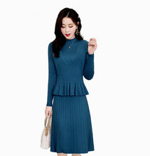 Load image into Gallery viewer, Women&#39;s Mock neck Long Sleeve Tunics long Sweater knitted suit look dresses
