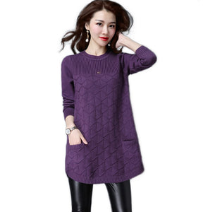 Women's Long Sleeve Crewneck  Sweater for legging Chunky Cable knit pullover