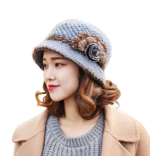 Load image into Gallery viewer, Women‘s chunky cable Crocheted warm bucket hats casual cap with fur pompom
