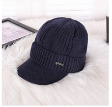 Load image into Gallery viewer, unisex visor  warm chunky cable knit hats , fleece lined  snow  ski caps
