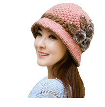 Load image into Gallery viewer, Women‘s warm  chunky cable Crocheted bucket hats solid fur floral  casual caps
